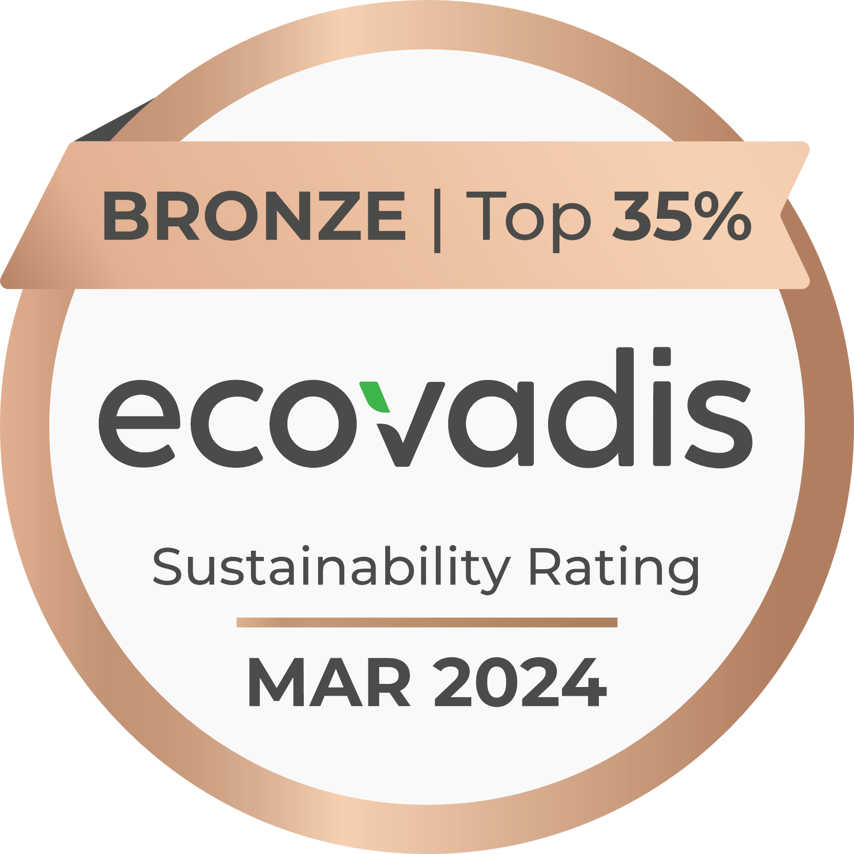 Trust Symbol von ecovadis Sustainability Rating March 2024 - Bronze Tap 35%